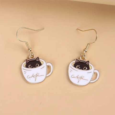 TEACUP CAT EARRINGS (PAIR)