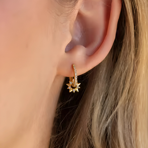 GOLDEN SUNBURST EARRINGS (PAIR)