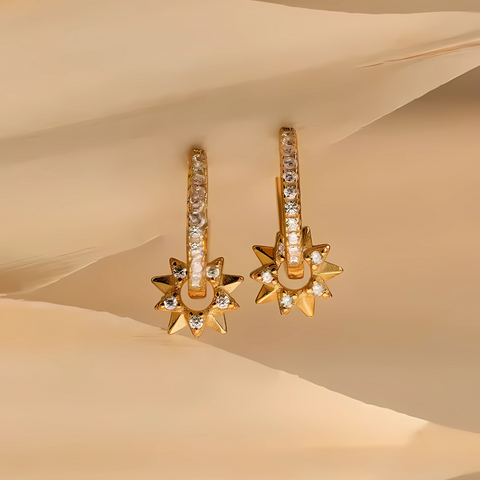 GOLDEN SUNBURST EARRINGS (PAIR)