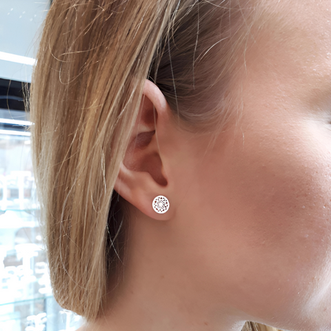 SILVER MANDALA STUDS (PAIR)