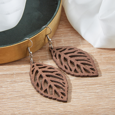 WOODEN STATEMENT EARRINGS (PAIR)