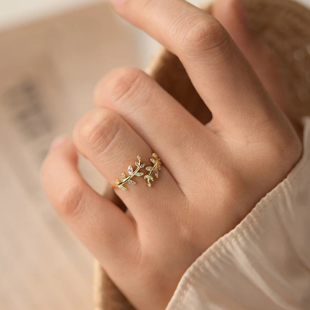 Gold olive deals branch ring