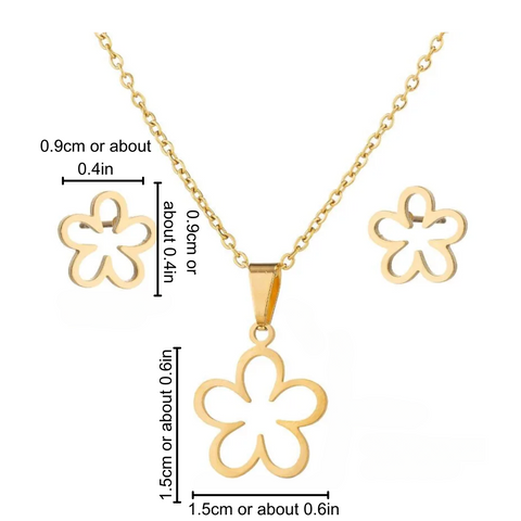 DAISY FLOWER EARRINGS + NECKLACE SET