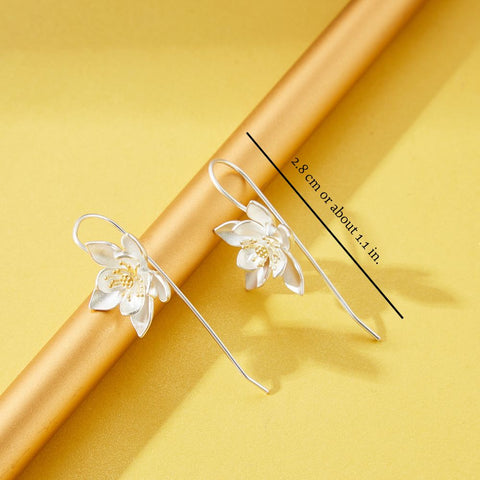 LOTUS DROP EARRINGS - S925 SILVER (PAIR)
