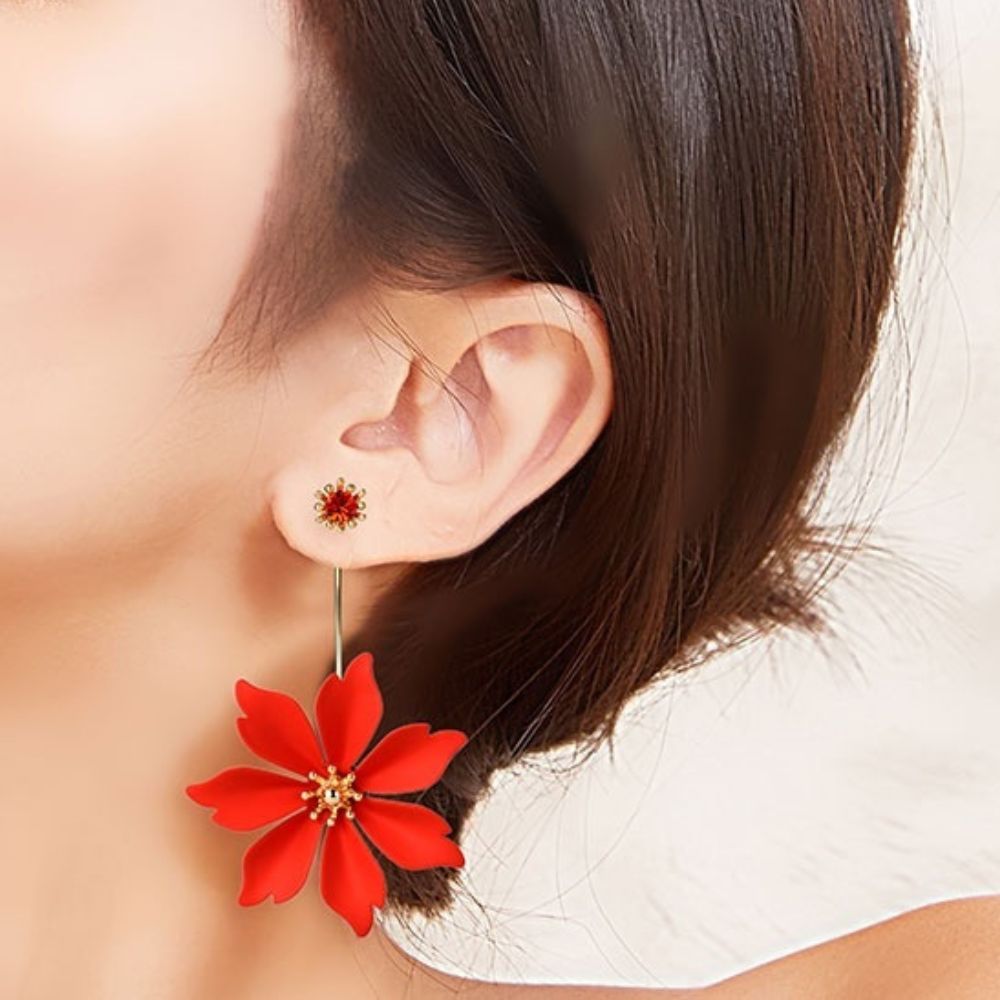 RED DAHLIA EARRINGS