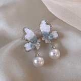 MOSS AGATE BUTTERFLY EARRINGS (PAIR)