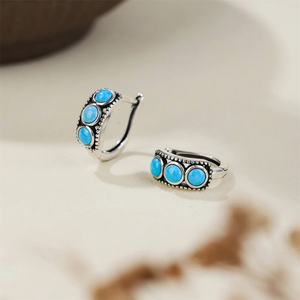 TURQUOISE HUGGIE HOOPS (PAIR)