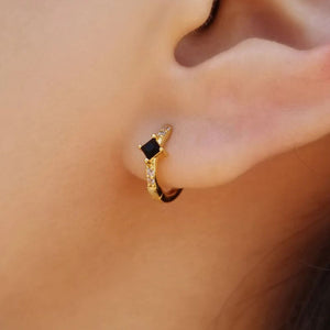 ONYX HUGGIE EARRINGS (PAIR)