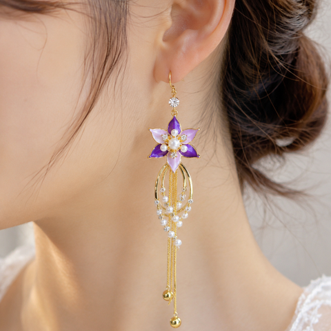 PURPLE FLOWER EARRINGS (PAIR)