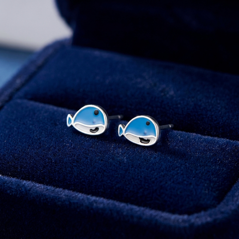BLUE WHALE STUDS (PAIR)