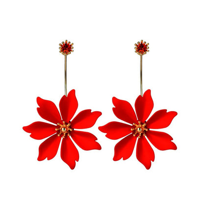 RED DAHLIA EARRINGS