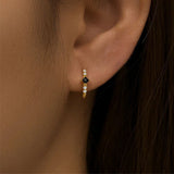ONYX HUGGIE EARRINGS (PAIR)