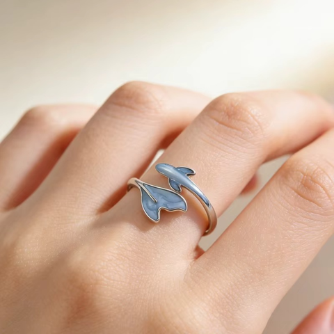 BLUE WHALE TAIL RING (ADJUSTABLE)