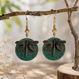 VERDIGRIS DRAGONFLY EARRINGS (PAIR)