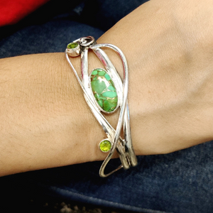 TURQUOISE WAVY BANGLE (ADJUSTABLE)