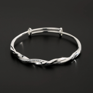 TWISTED SILVER BANGLE (ADJUSTABLE)