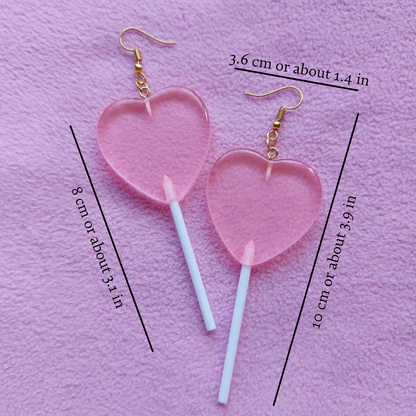 HEART LOLLIPOP EARRINGS (PAIR)