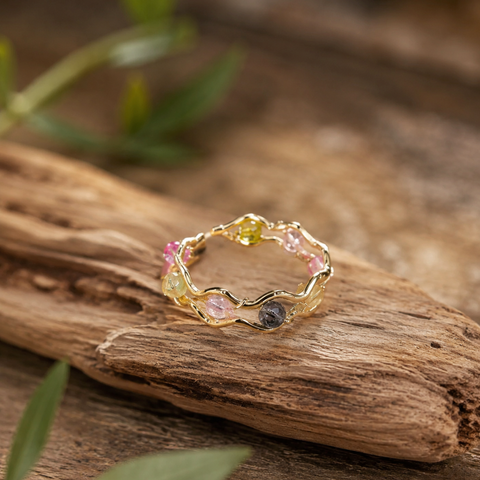 RAINBOW TOURMALINE RING (ADJUSTABLE)