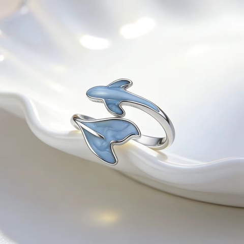 BLUE WHALE TAIL RING (ADJUSTABLE)