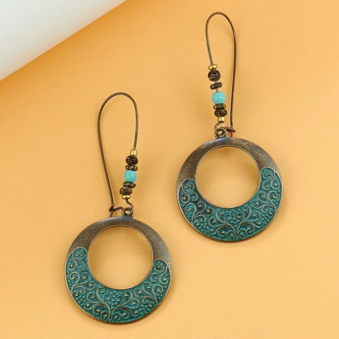 BOHO ROUND TURQUOISE EARRINGS