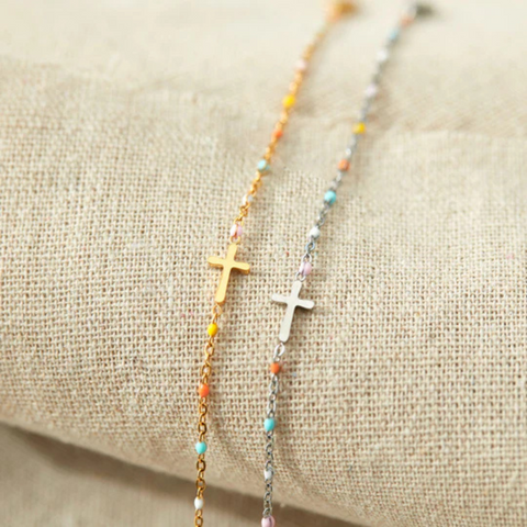 GOLDEN CROSS BRACELET (ADJUSTABLE)