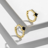 ONYX HUGGIE EARRINGS (PAIR)