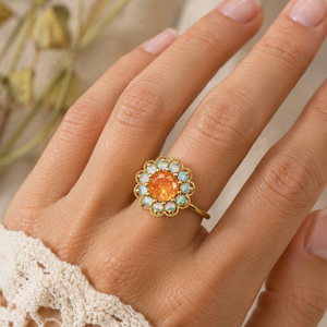SUNSTONE OPAL FLOWER RING