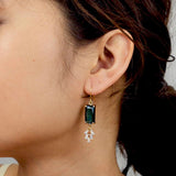 GLASS EMERALD EARRINGS (PAIR)