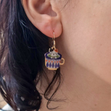 DANGLING CAT IN MUG EARRINGS (PAIR)