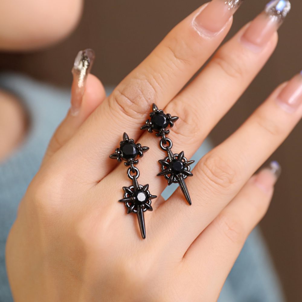 GOTHIC STARBURST EARRINGS (PAIR)