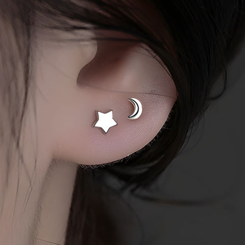 MISMATCHED MOON STAR EARRINGS (PAIR)