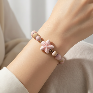 CERAMIC BEADED STAR BRACELET (ADJUSTABLE)