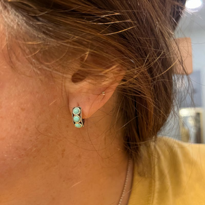 TURQUOISE HUGGIE HOOPS (PAIR)