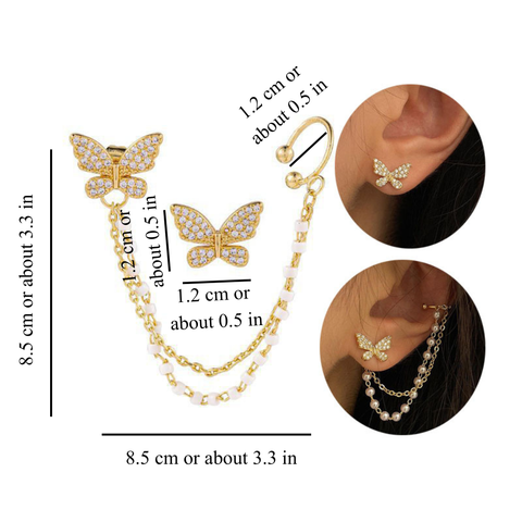 BUTTERFLY CHAIN EARRINGS (PAIR)