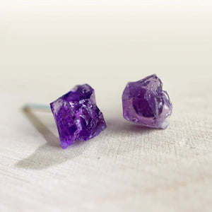 RAW AMETHYST EARRINGS (PAIR)