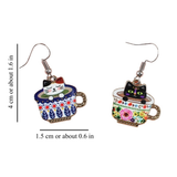DANGLING CAT IN MUG EARRINGS (PAIR)