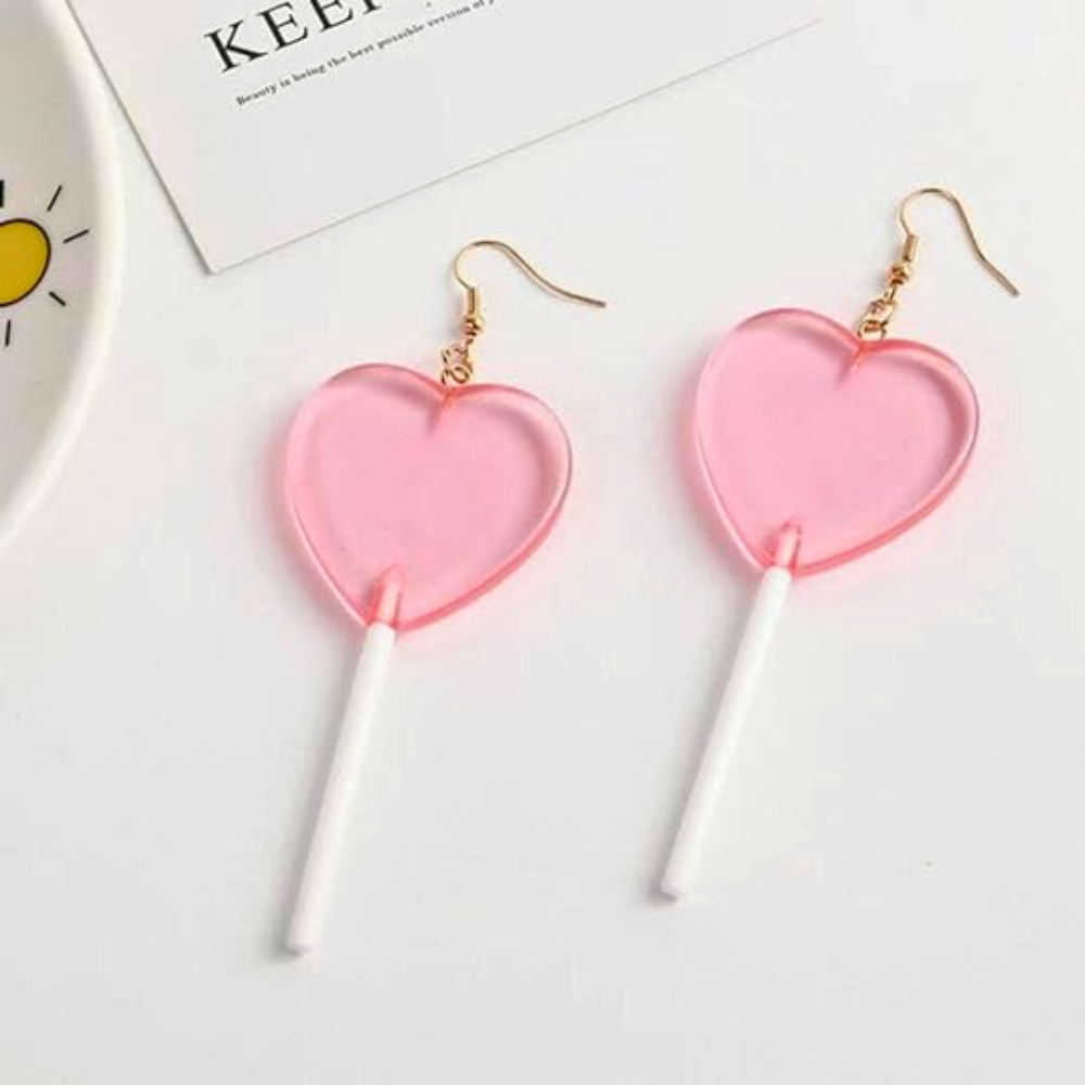 HEART LOLLIPOP EARRINGS (PAIR)