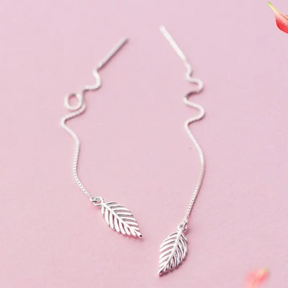 LEAF TASSEL THREADER EARRINGS (PAIR)