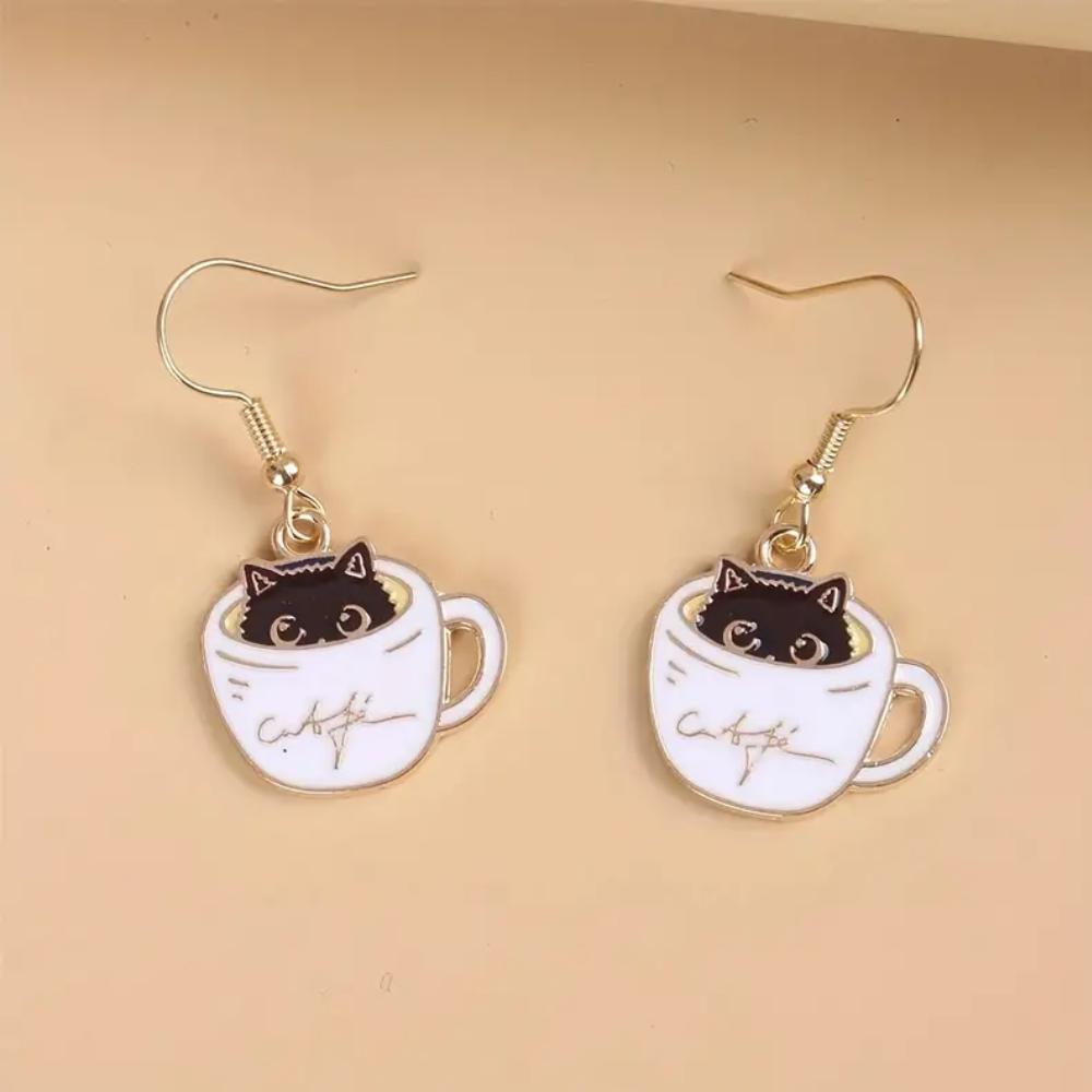 TEACUP CAT EARRINGS (PAIR)