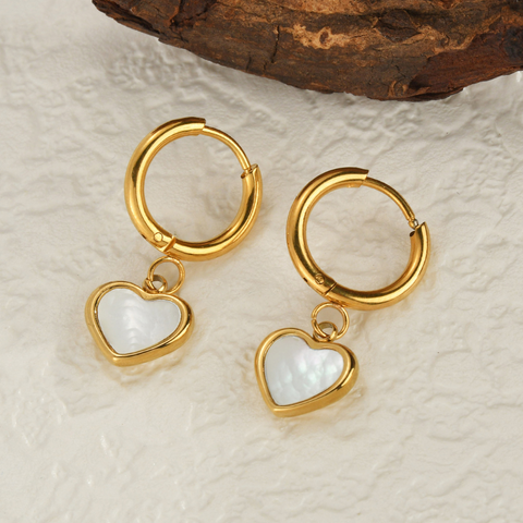 HEARTSTONE HUGGIE EARRINGS (PAIR)