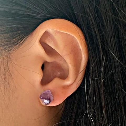 RAW AMETHYST EARRINGS (PAIR)