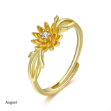 BIRTH FLOWER RING (ADJUSTABLE)