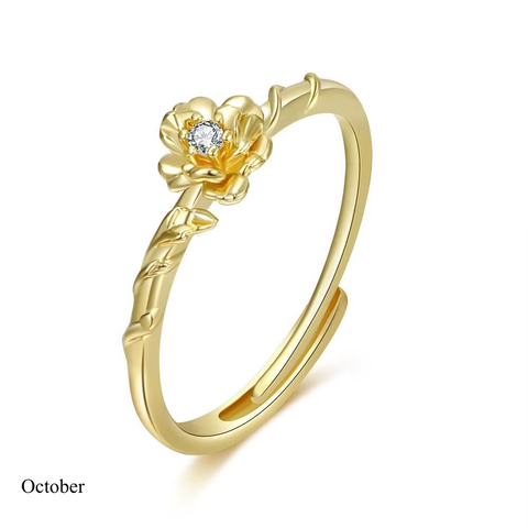 BIRTH FLOWER RING (ADJUSTABLE)