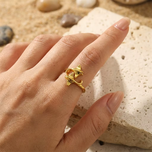 GOLD MANTA RAY RING (ADJUSTABLE)