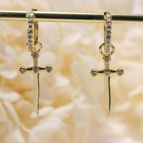 DAGGER CROSS EARRINGS (PAIR)