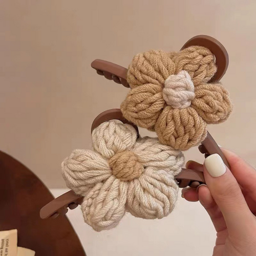 KNITTED FLORAL HAIR CLIP (PAIR)