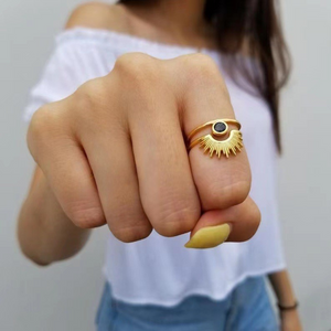 SUN AND ONYX RING (ADJUSTABLE)