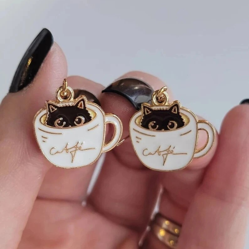 TEACUP CAT EARRINGS (PAIR)