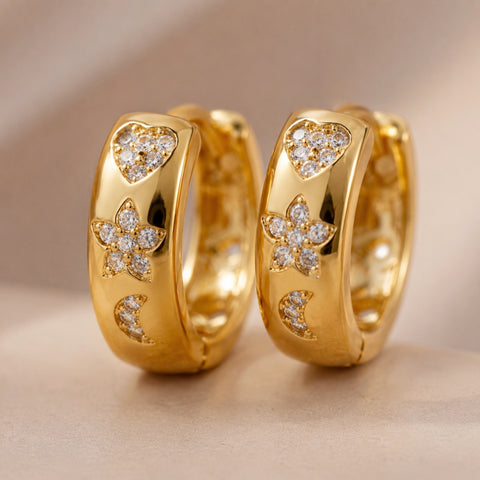 FLOWER HUGGIE HOOPS (PAIR)