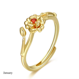 BIRTH FLOWER RING (ADJUSTABLE)